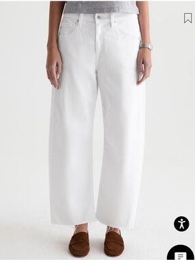 Ag Adriano Goldschmied White High-Rise barrel-Leg Jeans NWT